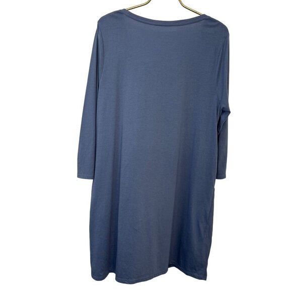 J Jill Pure Jill  Two-Pocket Tunic Blouse Size MED Tall Blue Color Long Sleeves - Picture 3 of 6